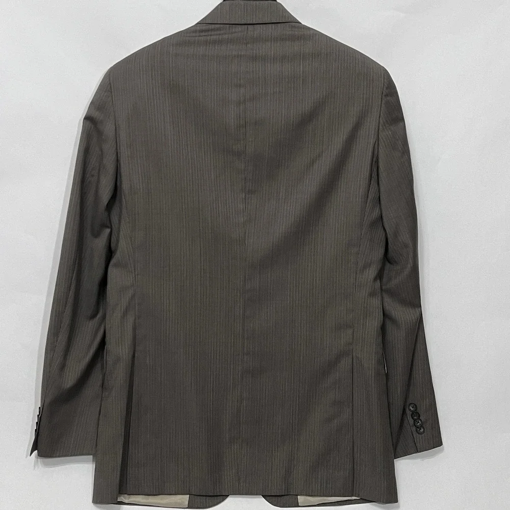 Murano Collezione Wool Blazer Sport Coat Jacket Lt Brown 2 Button Stripe 40L